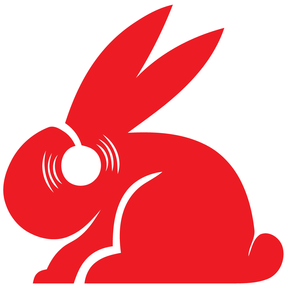 Red Rabbit Presents logo — a red rabbit with a vinyl record for an ear