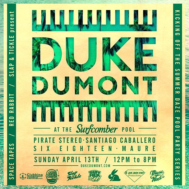 Red Rabbit flyer for Duke Dumont at the Surfcomber pool, a Sunday daytime pool party