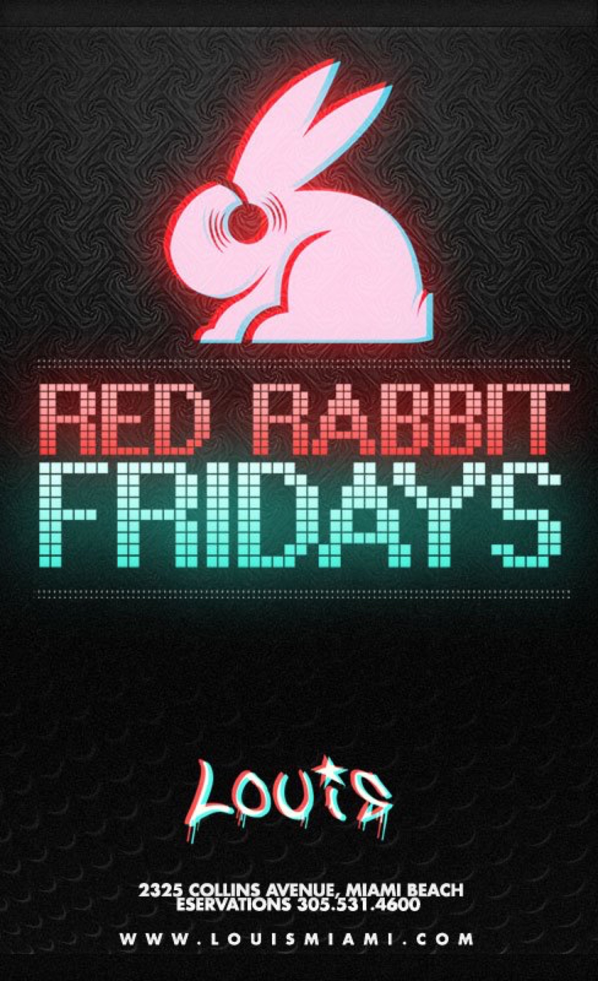 Red Rabbit Fridays flyer for Louis Miami Beach