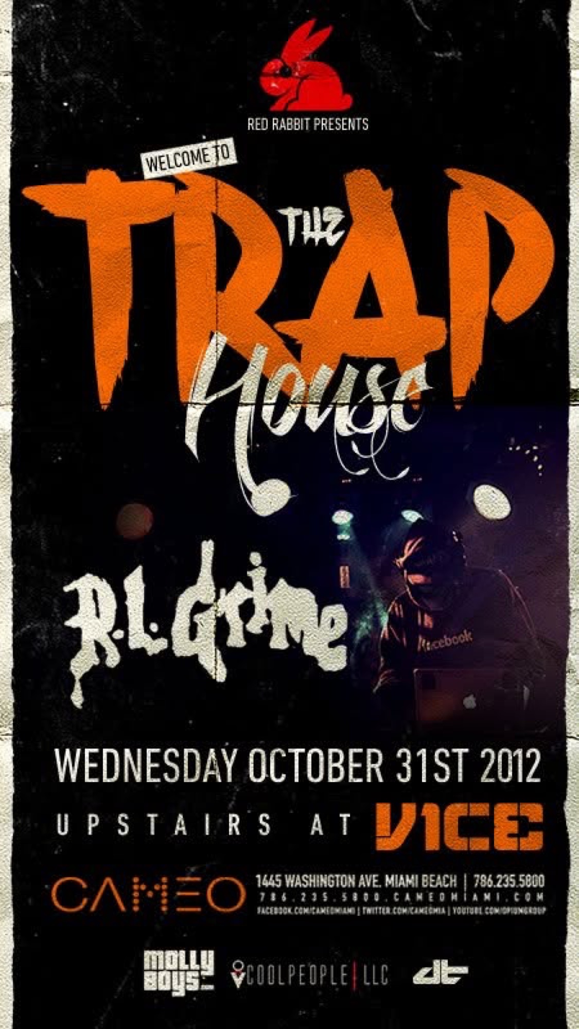 The Trap House flyer with RL Grime, upstairs at Vice at Cameo Miami Beach