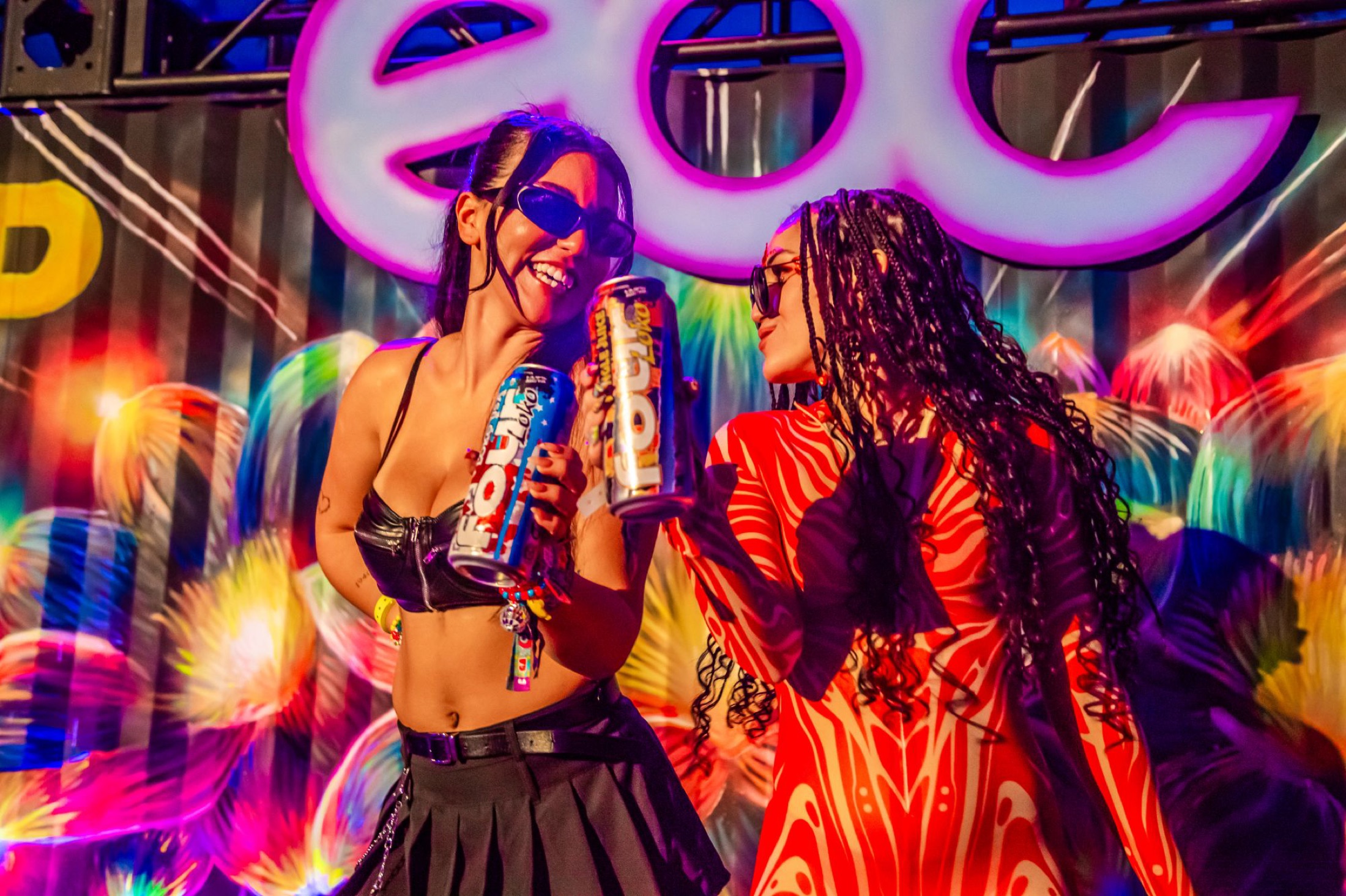 Four Loko toast under the EDC marquee